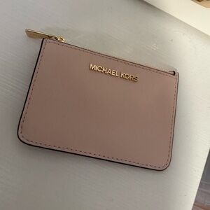 Michael Kors Blush Pink Card Holder with Gold Accent